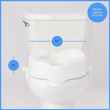 Load image into Gallery viewer, Medline Raised Toilet Seat with Secure Side Locks, 4" Elevation - 250 lbs. Capacity, for Seniors, Elderly, Independent Adults and Disabled Adults - 1 Ct.