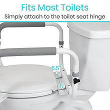 Load image into Gallery viewer, Vive Toilet Safety Rail - Adjustable Grab Bar - Compact Support Frame with Handrail for Bathroom Toilet Seat - Easy Installation for Handicap Senior Bariatrics, Elderly Balance - Padded Hand Armrest