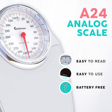 Load image into Gallery viewer, Adamson A24 Scales for Body Weight - Up to 350 LB - New - Anti-Skid Rubber Surface Extra Large Numbers - High Precision Bathroom Scale Analog - Durable with 20-Year Assurance - White