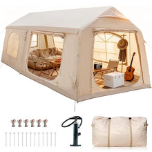 Load image into Gallery viewer, 10-12 Inflatable Tents for Camping, Blow Up Tent with Hand Pump, Easy Setup Air Glamping Tents for Camping 4 Season Hot Tent with Stove Jack, Waterproof 2 Room Large Camping Tent Adult
