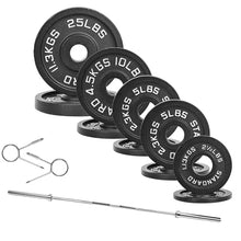 Load image into Gallery viewer, Fitvids 2 Inch Olympic Barbell Weight Plates and Bar Set, 5 FT Barbell Bar