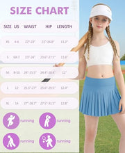 Load image into Gallery viewer, DOCUMO Pleated Skirts for Girls with Pocket Shorts Girls Athletic Golf Tennis Skorts Hight Waisted Skirts for Running Casual (Light Blue, Small)