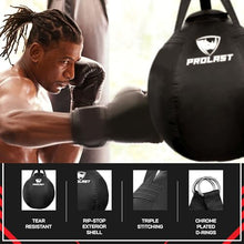 Load image into Gallery viewer, PROLAST Wrecking Ball Heavy Punching Bag for Adults, Hook and Uppercut, Body Snatcher, Boxing, MMA, Muay Thai Training Equipment, Filled, 65 lbs, Rhino Black