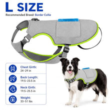Load image into Gallery viewer, Dog Cooling Vest, Reflective Adjustable Cooling Harness, Ice Pack Pocket, Leash Ring Breathable Summer Vest Hot Weather Outdoor Walks (Grey, L)