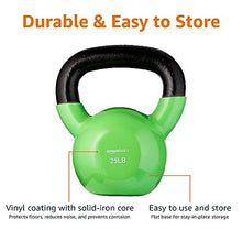 Load image into Gallery viewer, Amazon Basics Vinyl Kettlebell for Strength Training and Workout, 25 Pounds, Textured Handle, Light Green