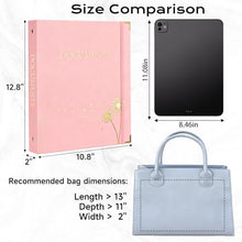 Load image into Gallery viewer, XKDOUS Aesthetic Document Organizer 3 Ring Emergency Binder Linen Folio Folders with 9 Pockets Expanding File Storage Holder for Important Papers, Letters, Passports, Photos