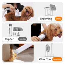 Load image into Gallery viewer, oneisall Dog Grooming Vacuum, Pet Grooming Vacuum with Clipper Nail Grinder, 1.5L Dust Cup Dog deshedding Brush with 7 Tools for Shedding Pet Hair, Home Cleaning (Grey)
