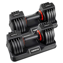 Load image into Gallery viewer, HYPATA 25 lbs Pair Adjustable Dumbbell Set, Fast Adjust Weight with Tray Suitable, Adjustable Dumbbells for Full Body Workout