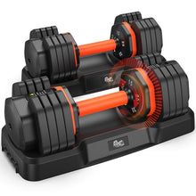 Load image into Gallery viewer, FLYBIRD Adjustable Dumbbell Set of 2, 110LB/55LB Weights Dumbbell Set for Home Gym Exercise & Fitness, Fast Change Weights with Anti-Slip Handle, Multiweight Options for Full Body Workout Suitable Men/Women(55LBX2)