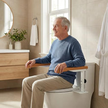 Load image into Gallery viewer, Simple Project 15.7" Toilet Safety Rails for Seniors, Flipped 90°&Adjust Heigh Toilet Seat Handle, Super Sturdy 500LBS Toilet Safety Frame for Disabled or Mobility Issues, Grab Bars Arms(Brown)