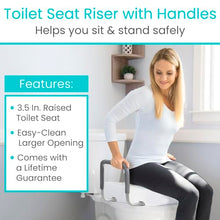 Load image into Gallery viewer, Vive Raised Toilet Seat Riser for Seniors (with Handles) - Handicap Rail Grab Bar Seat for Over Toilet