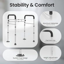 Load image into Gallery viewer, Careboda Toilet Safety Rails, Toilet Frame for Seniors, Elderly & Disabled, Toilet Rails Adjustable, Foldable Toilet Handles, Non-Slip Foot Mats, Easy to Store, Fit Any Toilets, 300lbs Capacity