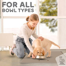 Load image into Gallery viewer, PetHappily Dog Food Mat - Raised Edges Dogs Mat for Food and Water Prevent Spill, Waterproof Cat Food Mats Protect Floors, Easy Clean Dog Bowl Mats for Food and Water, Silicone Pet Food Tray