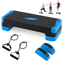 Load image into Gallery viewer, Goplus 3-in-1 Aerobic Step Platform, 600 LBS Adjustable Exercise Stepper with 4-Level Risers (Blue)