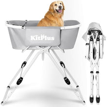 Load image into Gallery viewer, KITPLUS Portable Dog Bathtub, 5 Height Adjustable Dog Washing Station for Pet Shower and Grooming Foldable Bathing Tub with Storage & Anti-Slip Design for Small Large Dogs Cats