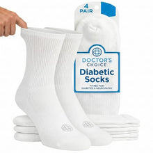 Load image into Gallery viewer, Doctor's Choice Diabetic Socks for Men, Seamless Crew Socks with Non-Binding Top, Provides Extra Comfort for Gout, 4-Pairs, White, Large, Size 10-13