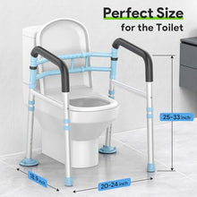 Load image into Gallery viewer, Delog Toilet Safety Rails 300 lb - Adjustable Toilet Safety Frame & Rails, Toilet Safety Rail for Elderly Adults, Toilet Handles for Seniors, Toilet Bars for Elderly & Handicap (Blue)