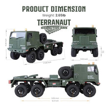 Load image into Gallery viewer, HOBBYPLUS Helidirect 1/18 RC Crawler CR18P Terranaut 8x8 RC Truck Remote Control Car w Full-Lock 8WD RTR Active All-Wheel Steering, 2-Speed Transmission, Recovery Winch, LED Lights (Gray)