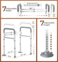 Load image into Gallery viewer, Soundfuse Toilet Safety Rails for Seniors, Adjustable Toilet Handles for Elderly and Disabled, Foldable Handicap Toilet Safety Frame Fit Any Toilets (350 LB)