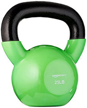 Load image into Gallery viewer, Amazon Basics Vinyl Kettlebell for Strength Training and Workout, 25 Pounds, Textured Handle, Light Green