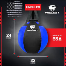 Load image into Gallery viewer, PROLAST Wrecking Ball Heavy Punching Bag for Adults, Hook and Uppercut, Body Snatcher, Boxing, MMA, Muay Thai Training Equipment, Unfilled, 65 lbs, Rhino Blue