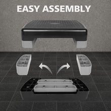 Load image into Gallery viewer, MIIUDGIG 18'' Adjustable Aerobic Step Platform, Adjustable Fitness 4-6in Exercise Stepper Workout with 2 Risers, Aerobics Stepper Workout Stepper for Home Gym Cardio Strength & Training (Gray)