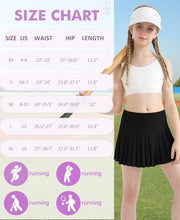 Load image into Gallery viewer, DOCUMO Pleated Skirts for Girls with Pocket Shorts Girls Athletic Golf Tennis Skorts Hight Waisted Skirts for Running Casual (Black, X-Small)