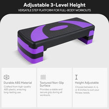 Load image into Gallery viewer, BalanceFrom Aerobic Step Platform Trainer with Adjustable 3-Level Risers, 400 Pound Weight Capacity – Non-Slip Exercise Stepper for Cardio, Strength, and Fitness Workouts at Home or Gym