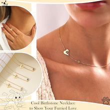 Load image into Gallery viewer, Btysun Dog Mom Gifts for Women, Dog Mom Gifts Garnet Birthstone Necklace for Women Garnet Necklace Stocking Stuffers for Teens Memorial Breavement 14k Gold Sideway Necklaces with Paw