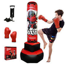 Load image into Gallery viewer, COMMOUDS 67inch Punching Bag for Kids, Inflatable Kids Boxing Set with Gloves, Fast Rebound Punching Bag for Practicing Karate, Taekwondo, MMA, Christmas/Birthday Gift for Boys Girls, Ages 6-14 (Red)