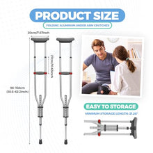 Load image into Gallery viewer, Geiserailie 1 Pair Aluminum Underarm Crutches Lightweight Crutches with Height Adjustment up to 300 Lbs