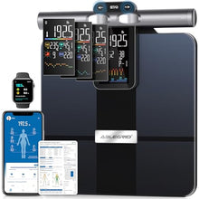 Load image into Gallery viewer, ABLEGRID 8-Electrode Digital Smart Bathroom Scale for Body Weight and Fat Percentage,Full Body Composition Analyzer with Gradient Trends Display,12.2" Platform Handle BMI Weighing Machine,400lb
