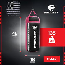 Load image into Gallery viewer, PROLAST 4Ft 135Lb XL Heavy Punching Boxing Bag for Adults, MMA, Martial Arts, Muay Thai, Kicking, Strength Training Equipment, Filled, New Edition Logo, Black and Pink