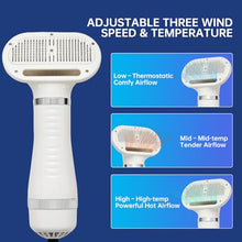 Load image into Gallery viewer, Professional Pet Grooming Dryer Brush – 3-in-1 Dog Blow Dryer with Slicker Brush, Adjustable Temp, Overheat Safe, Salon Quality