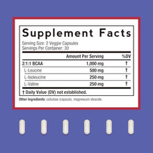 Load image into Gallery viewer, Doctor's Recipes BCAA 1000 mg, 2:1:1 Ratio, L-Leucine, L-lsoleucine, L-Valine, Branched Chain Amino Acids, Fast Recovery, Endurance, Energy, Vegan, 60 Capsules