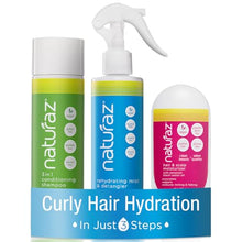 Load image into Gallery viewer, Naturaz 3-Step Moisture Burst System for Tight Curls & Coils with Curly Hair Shampoo, Leave In Conditioner Spray & Hair & Scalp Moisturizer – Softens Dry Hair, Detangles, Boosts Growth & Soothes Scalp