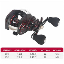 Load image into Gallery viewer, Baitcasting Fishing Reel 7.2:1 High Speed Gear Ratio Baitcaster