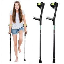 Load image into Gallery viewer, Forearm Crutches for Adults ,Open Cuff, Handle with Light Reflector, High Density Sturdy Aluminum, A Pair, Black