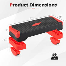 Load image into Gallery viewer, Goplus 3-in-1 Aerobic Step Platform, 600 LBS Adjustable Exercise Stepper with 4-Level Risers-(Red)