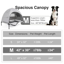 Load image into Gallery viewer, Elevated Outdoor Dog Bed with Canopy – Cooling Camping Tent, Removable Shade, Off-Ground Cot, Medium