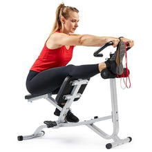 Load image into Gallery viewer, Sunny Health & Fitness Full Body Stretch Machine for Home, Back Stretcher & Flexibility Trainer with Pivoting Seat, Foam Rollers, Safety Straps & SunnyFit App - SF-BH621802