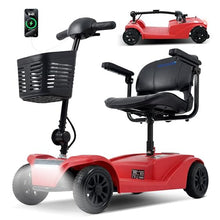 Load image into Gallery viewer, WayCare 15-25 Miles Long Range Mobility Scooter,Weight Capacity 300 LBS+ Powered Mobility Scooters for Seniors, Compact Duty Mobile for Travel with LED Headlight and Detachable Basket(Red)