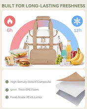 Load image into Gallery viewer, HOMESPON Double Layer Insulated Lunch Bag with Shoulder Strap, 12L, Brown