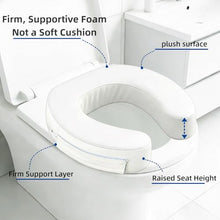 Load image into Gallery viewer, XYRONICA 3" Raised Toilet Seat Cushion, Firm High-Density Foam Toilet Seat Riser, Waterproof Cover, Secure Hook & Loop, Easy-Clean Support, Fits Standard & Elongated Toilets