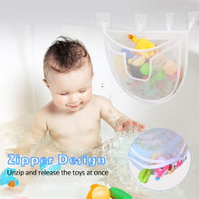 Load image into Gallery viewer, DOCMON Bath Toy Storage, Large Capacity Bath Toy Holder with Bottom Zipper, Quick Release Bathtub Toy Storage with Large Pocket, Corner Mesh Bath Toy Organizer Basket Bin for Bathroom Toys - White
