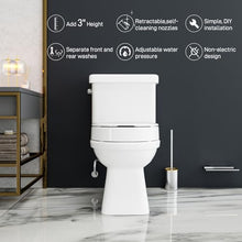 Load image into Gallery viewer, BIGCOW Raised Toilet Seat with Bidet - Round, Soft Close, 3" Height - Dual Nozzle (Frontal & Rear Wash) with Adjustable Cold Water Pressure and Stainless Steel Inlet (Round)