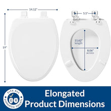 Load image into Gallery viewer, Mayfair Linden Slow Close Toilet Seat, Non Slip Heavy Duty Wood, Easy Install, Made in USA, Elongated, White, 4 Pack