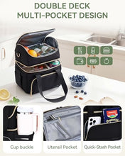 Load image into Gallery viewer, HOMESPON Double Layer Insulated Lunch Bag with Shoulder Strap, 12L, Black