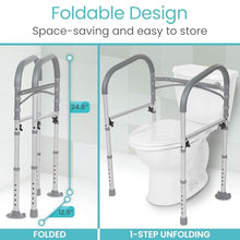 Load image into Gallery viewer, Vive Toilet Safety Rail - Medical Chair for Handicapped & Seniors - Folding Bathroom Frame w/Handles, Arms for Elderly, Disabled - Standalone Grab Bar - Seat Assistance Support Stand Up Assist