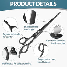 Load image into Gallery viewer, Ethyxe 7-Inch Dog Grooming Scissors Set, 4-in-1 Pet Shears Kit with Straight, Curved, Thinning & Chunkers, Includes Comb for Home & Professional Grooming